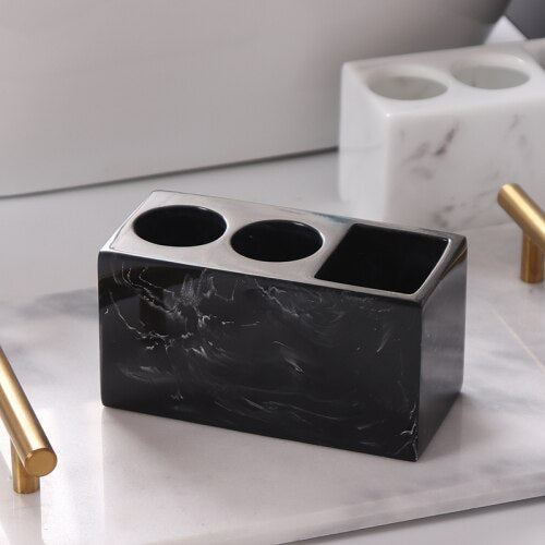 Rangement style marbre pour brosse à dent