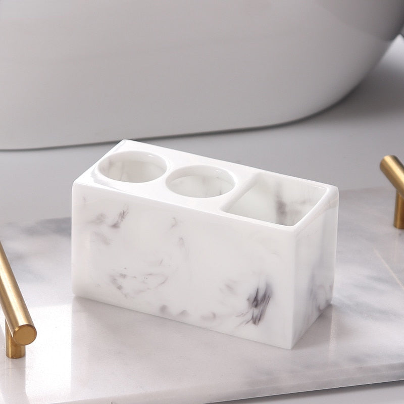 Rangement style marbre pour brosse à dent